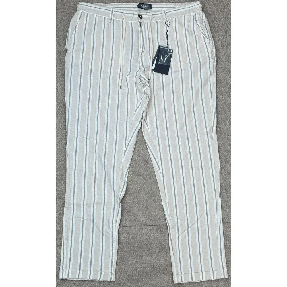 NOHOW Liam‎ Striped Beige Men's Casual Pants Size EU 54 US 40